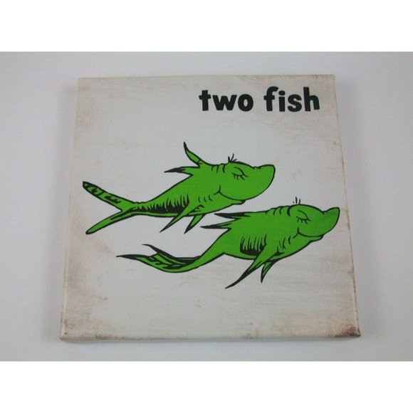 Dr Seuss 8X8 Canvas Wall Art Set One Fish Two - Picture 6 of 8